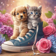 Load image into Gallery viewer, Diamond Painting - Full Round - Canvas shoes, kittens and puppies (40*40CM)

