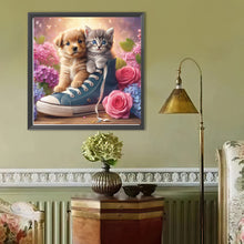 Load image into Gallery viewer, Diamond Painting - Full Round - Canvas shoes, kittens and puppies (40*40CM)
