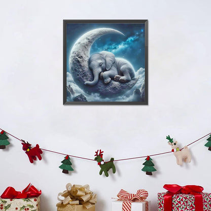 Diamond Painting - Full Round - Elephant on the moon (30*30CM)