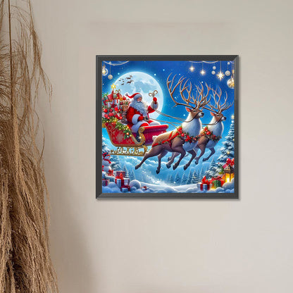 Diamond Painting - Full Round - Santa Claus riding an elk under the moon (55*55CM)