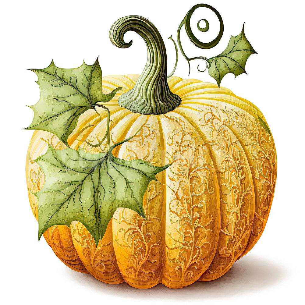 Diamond Painting - Full Round - Green leaves pumpkin (40*40CM)