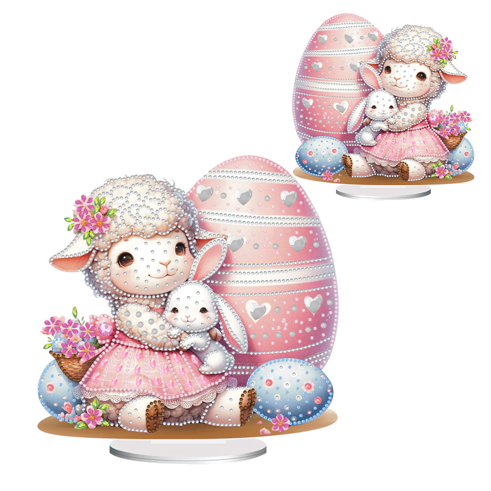 Acrylic Special Shape Easter Sheep Desktop Diamond Art Kits Bedroom Table Decor