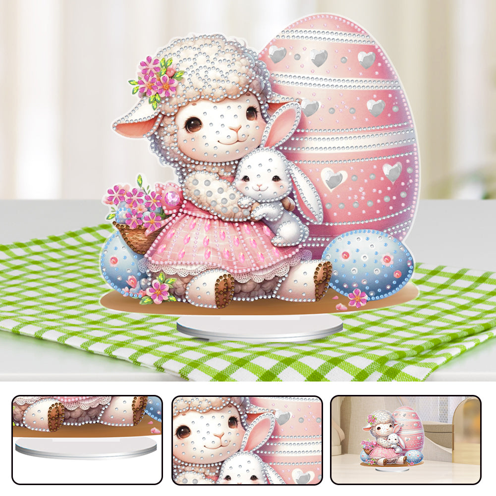 Acrylic Special Shape Easter Sheep Desktop Diamond Art Kits Bedroom Table Decor