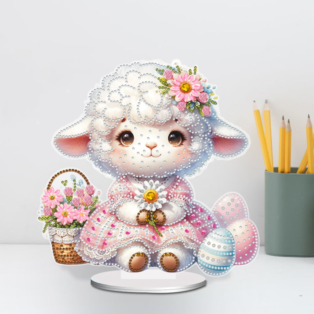 Acrylic Special Shape Easter Sheep Desktop Diamond Art Kits Bedroom Table Decor