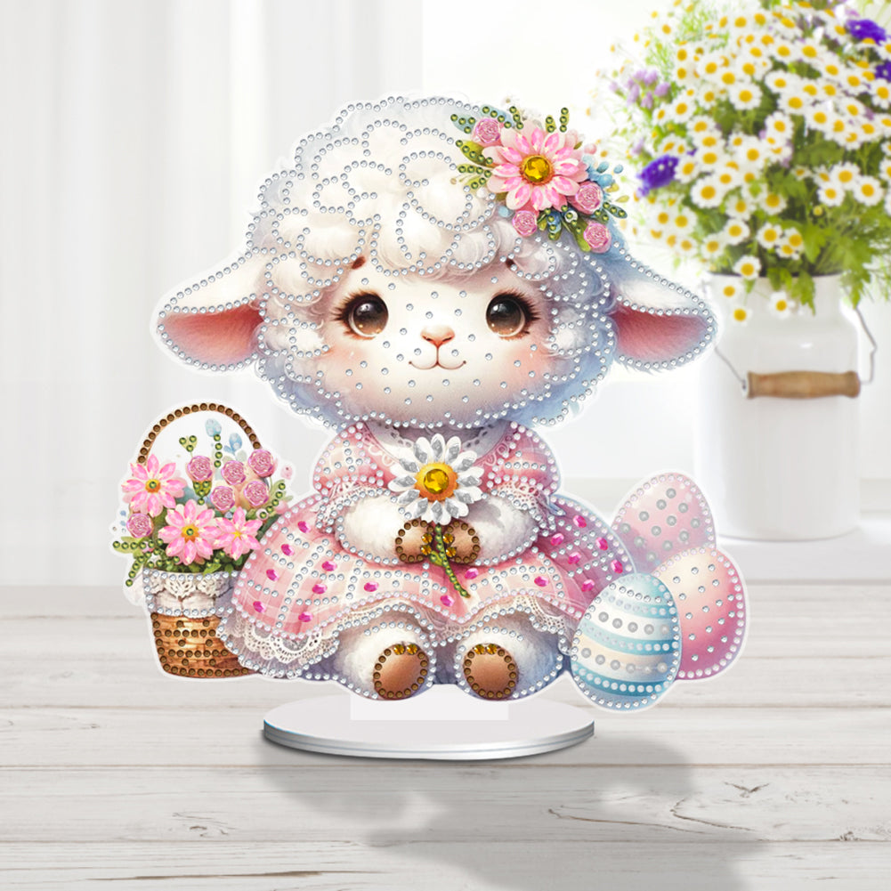 Acrylic Special Shape Easter Sheep Desktop Diamond Art Kits Bedroom Table Decor