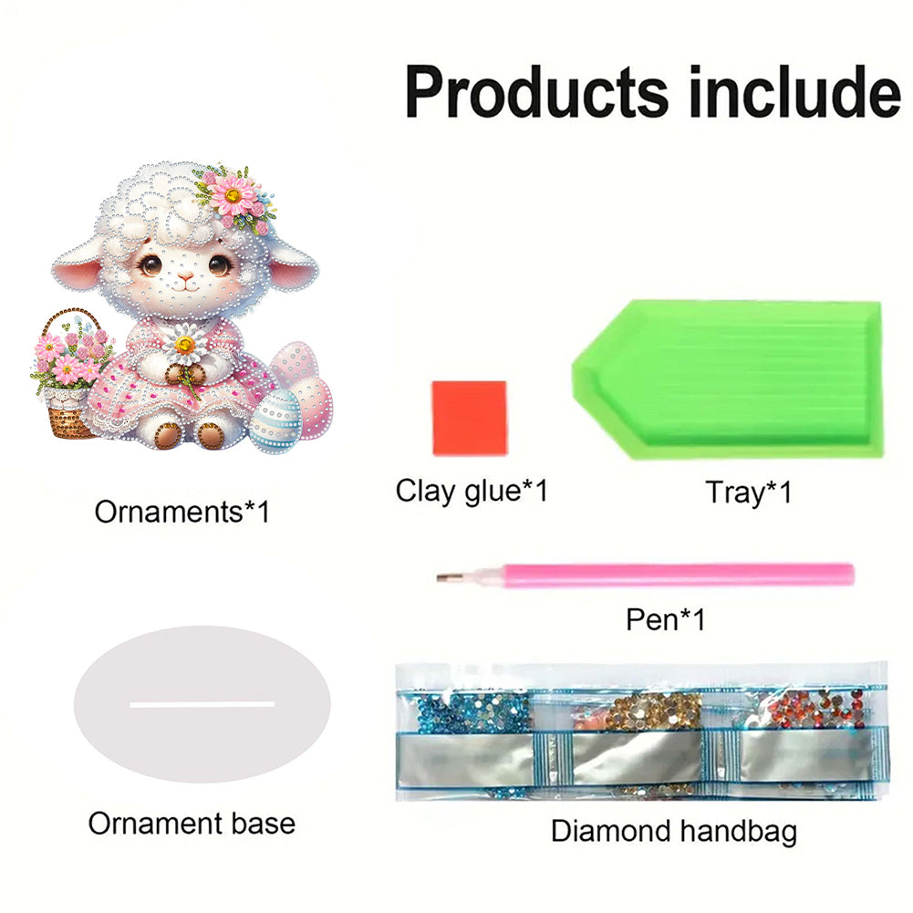 Acrylic Special Shape Easter Sheep Desktop Diamond Art Kits Bedroom Table Decor