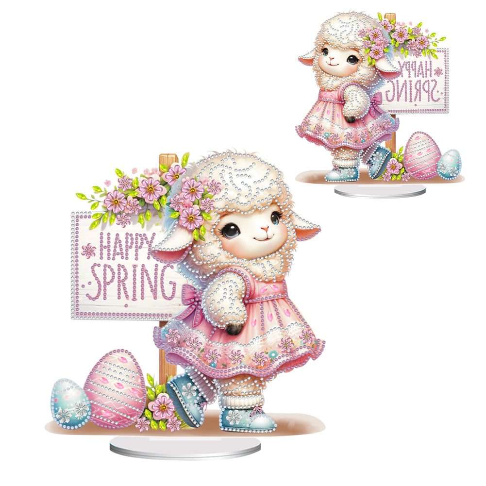 Acrylic Special Shape Easter Sheep Desktop Diamond Art Kits Bedroom Table Decor