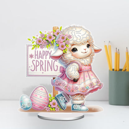 Acrylic Special Shape Easter Sheep Desktop Diamond Art Kits Bedroom Table Decor