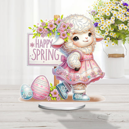 Acrylic Special Shape Easter Sheep Desktop Diamond Art Kits Bedroom Table Decor