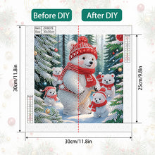 Load image into Gallery viewer, Diamond Painting - Partial Special Shaped - White bear in winter snow (30*30CM)
