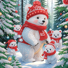 Load image into Gallery viewer, Diamond Painting - Partial Special Shaped - White bear in winter snow (30*30CM)
