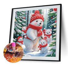 Load image into Gallery viewer, Diamond Painting - Partial Special Shaped - White bear in winter snow (30*30CM)
