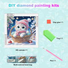 Load image into Gallery viewer, Diamond Painting - Partial Special Shaped - Kitten in winter snow (30*30CM)
