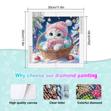 Load image into Gallery viewer, Diamond Painting - Partial Special Shaped - Kitten in winter snow (30*30CM)
