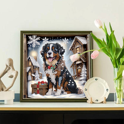 Diamond Painting - Partial Special Shaped - Puppy in winter snow (30*30CM)