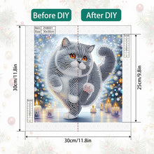 Load image into Gallery viewer, Diamond Painting - Partial Special Shaped - Cat in winter snow (30*30CM)
