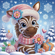 Load image into Gallery viewer, Diamond Painting - Partial Special Shaped - Zebra in winter snow (30*30CM)
