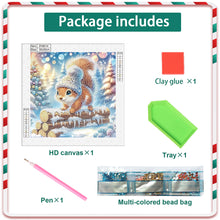 Load image into Gallery viewer, Diamond Painting - Partial Special Shaped - Squirrel in winter snow (30*30CM)
