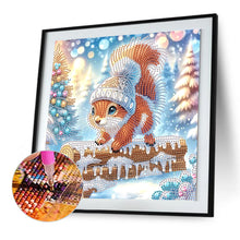 Load image into Gallery viewer, Diamond Painting - Partial Special Shaped - Squirrel in winter snow (30*30CM)
