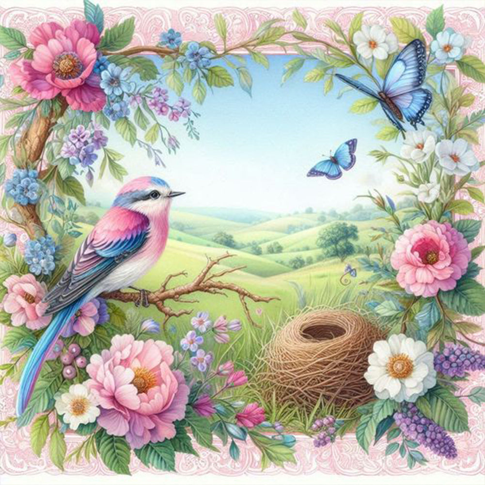 Diamond Painting - Full Round - Flowers and birds (40*40CM)