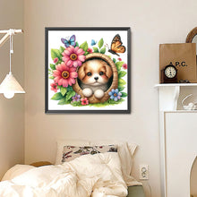 Load image into Gallery viewer, Diamond Painting - Full Round - Dog and flowers (30*30CM)
