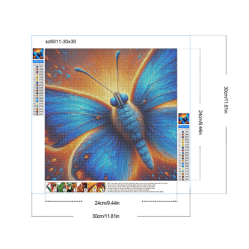 Diamond Painting - Full Round - Flower pattern butterfly (30*30CM)