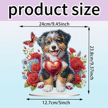 Load image into Gallery viewer, Acrylic Special Shape Dog And Red Rose Diamond Painting Tabletop Ornaments
