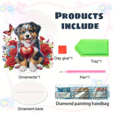 Load image into Gallery viewer, Acrylic Special Shape Dog And Red Rose Diamond Painting Tabletop Ornaments
