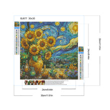 Load image into Gallery viewer, Diamond Painting - Full Round - Glass art sunflower starry night (30*30CM)
