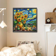 Load image into Gallery viewer, Diamond Painting - Full Round - Glass art sunflower starry night (30*30CM)
