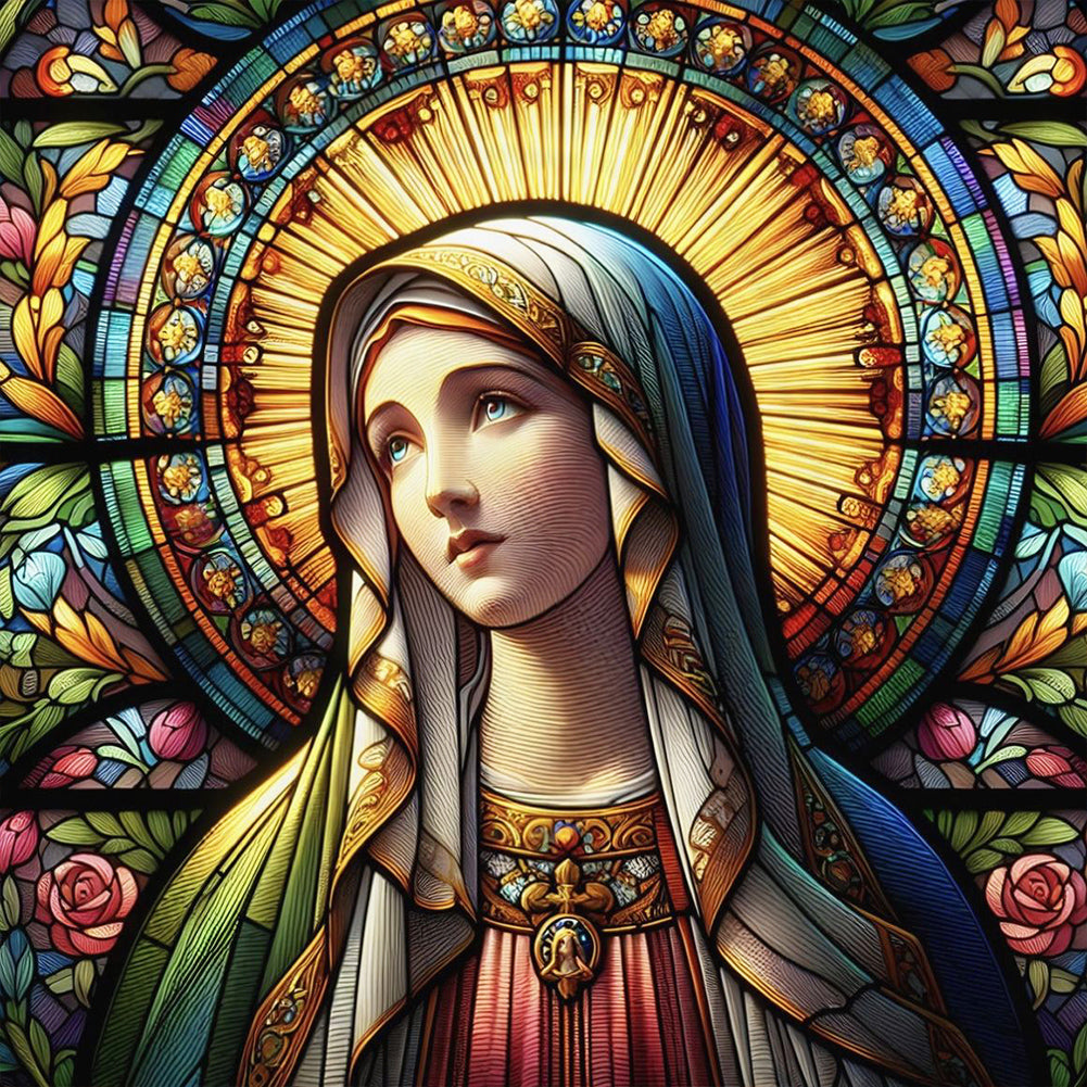 Diamond Painting - Full Round - Glass art Madonna Mary (30*30CM)