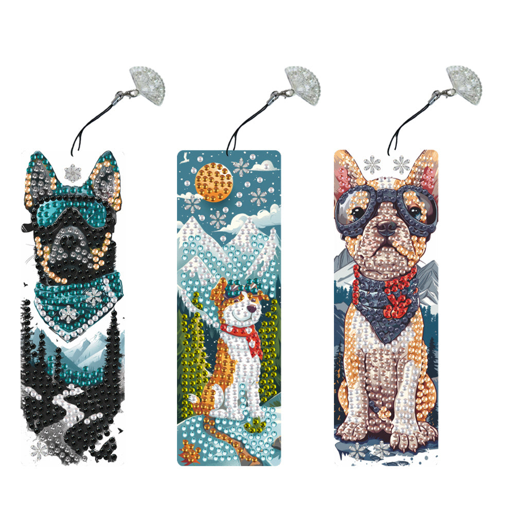 3Pcs Special Shape Dog Diamond Painting Bookmark Making Kit for Adults Beginners
