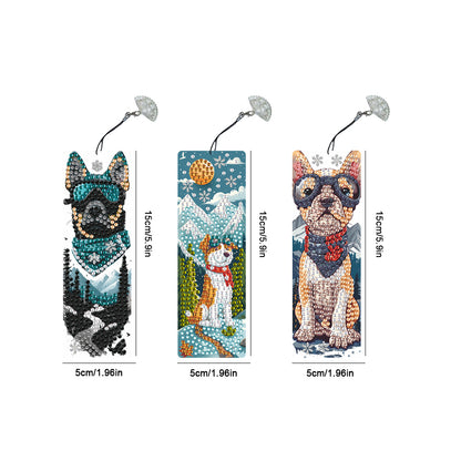 3Pcs Special Shape Dog Diamond Painting Bookmark Making Kit for Adults Beginners