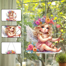 Load image into Gallery viewer, Acrylic Special Shape Angel Girl Cupid Arrow Diamond Painting Hanging Pendant

