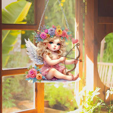 Load image into Gallery viewer, Acrylic Special Shape Angel Girl Cupid Arrow Diamond Painting Hanging Pendant
