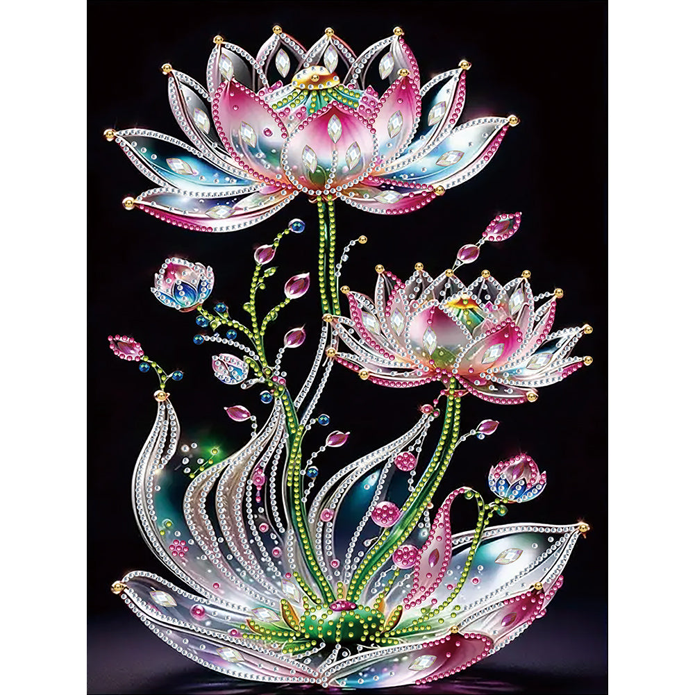 Diamond Painting - Partial Special Shaped - Water Drop Lotus (30*40CM)
