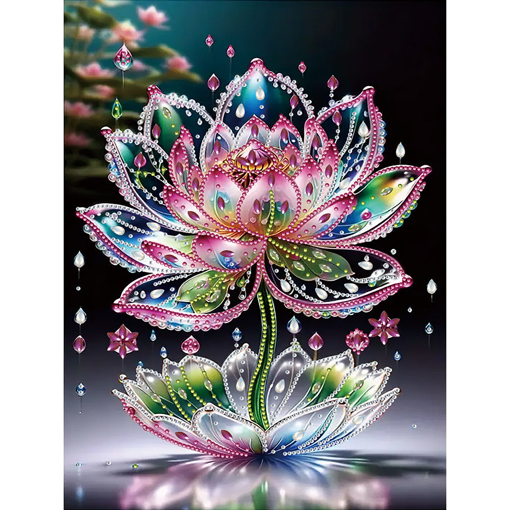 Diamond Painting - Partial Special Shaped - Water Drop Lotus (30*40CM)