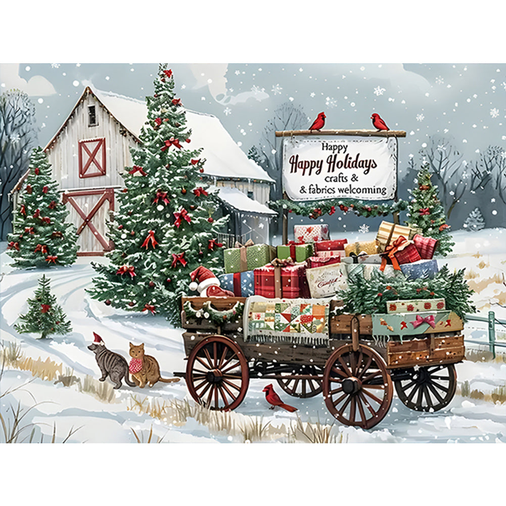 Diamond Painting - Full Round - Snowy house street (40*30CM)