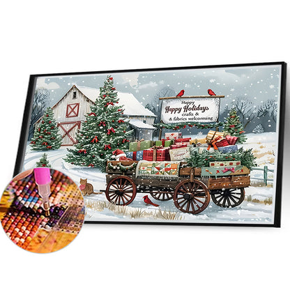 Diamond Painting - Full Round - Snowy house street (40*30CM)