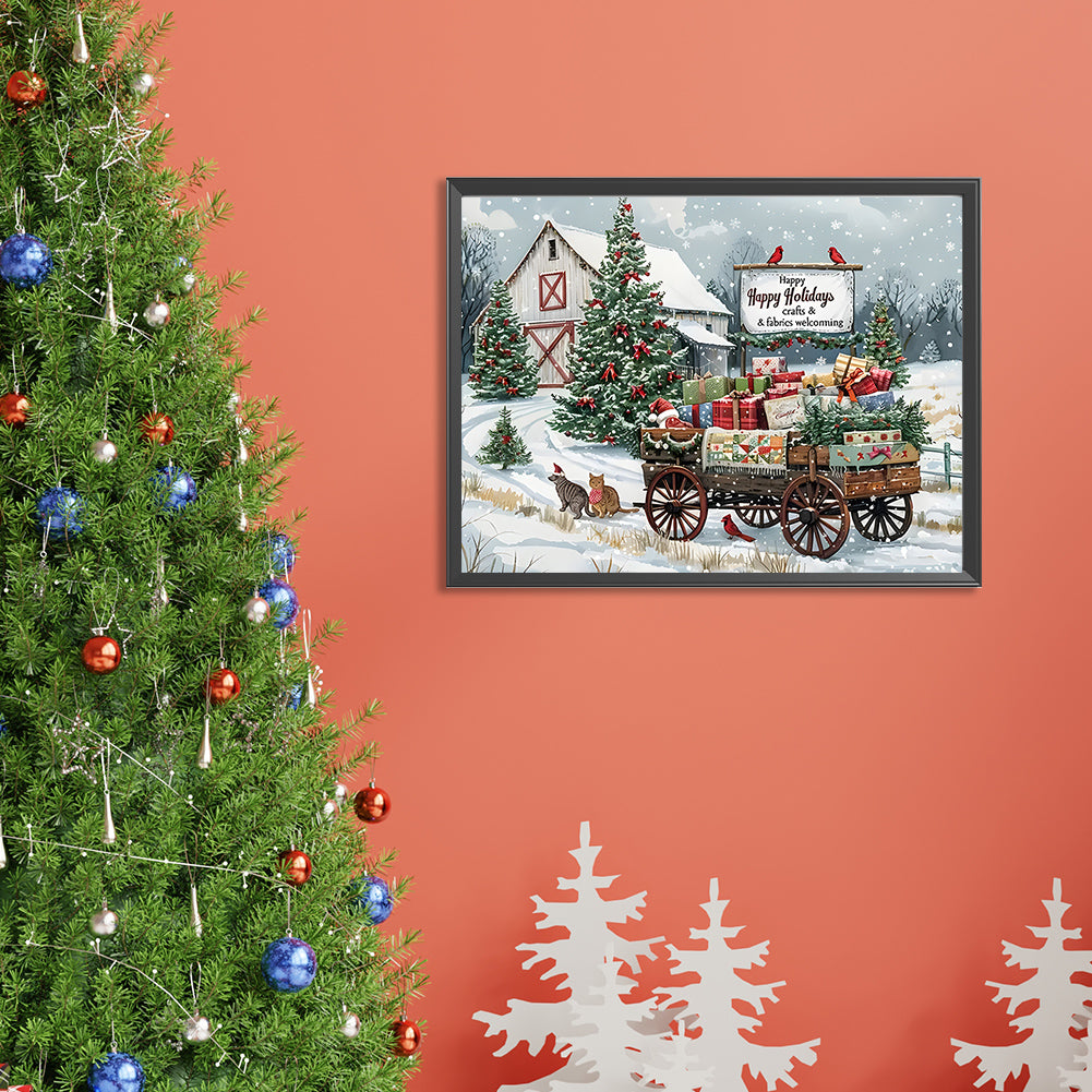 Diamond Painting - Full Round - Snowy house street (40*30CM)