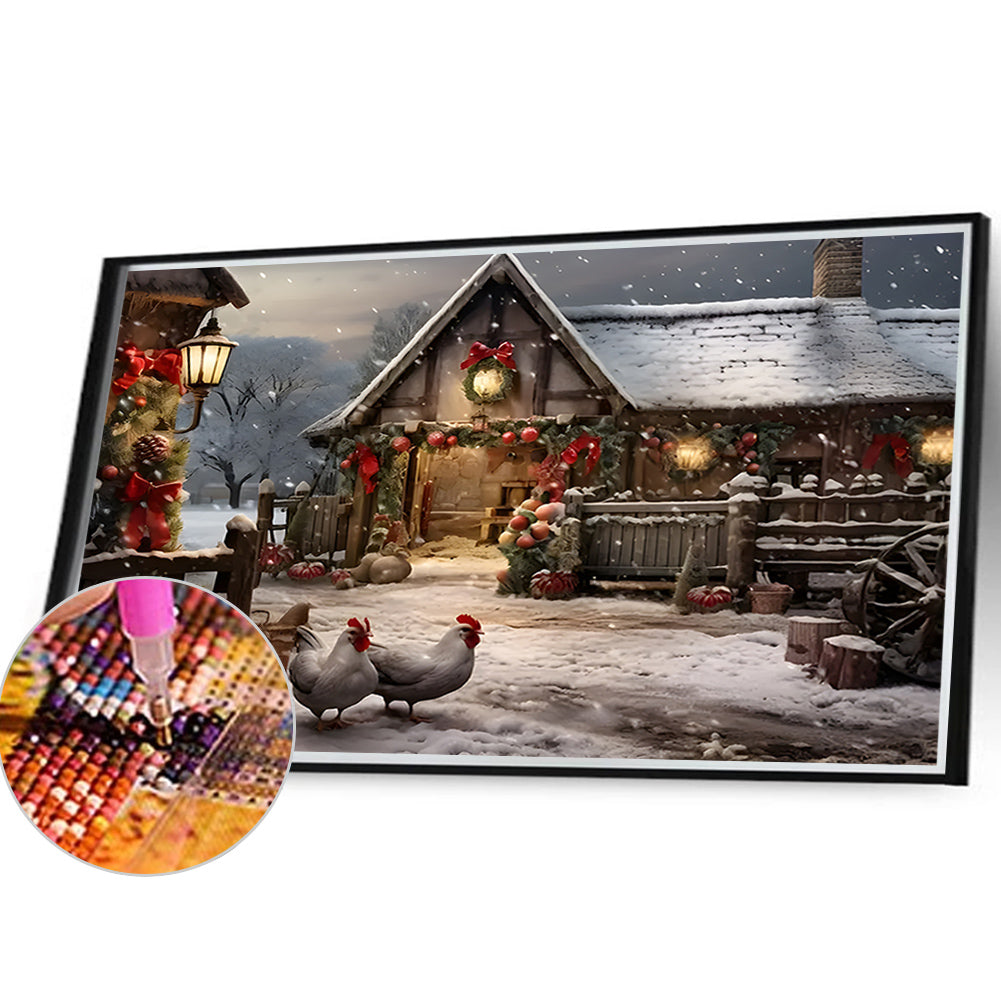 Diamond Painting - Full Round - Snowy house street (40*30CM)