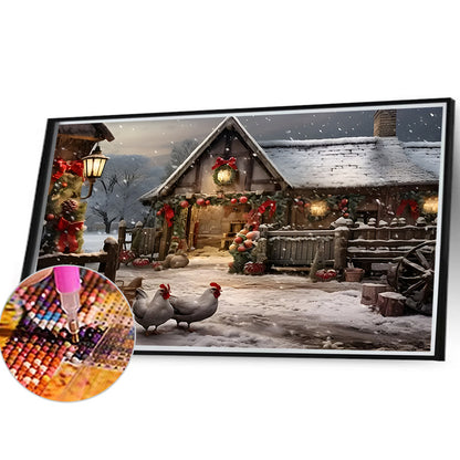 Diamond Painting - Full Round - Snowy house street (40*30CM)