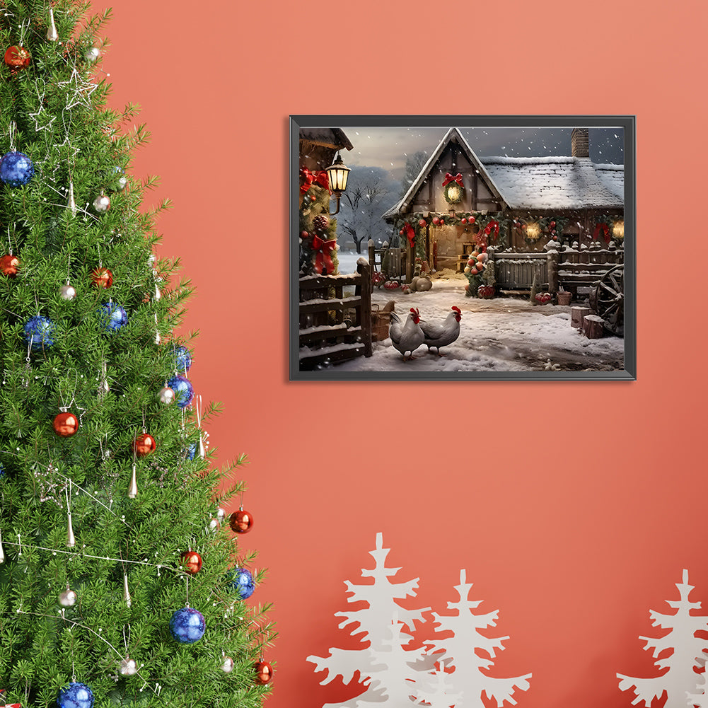 Diamond Painting - Full Round - Snowy house street (40*30CM)