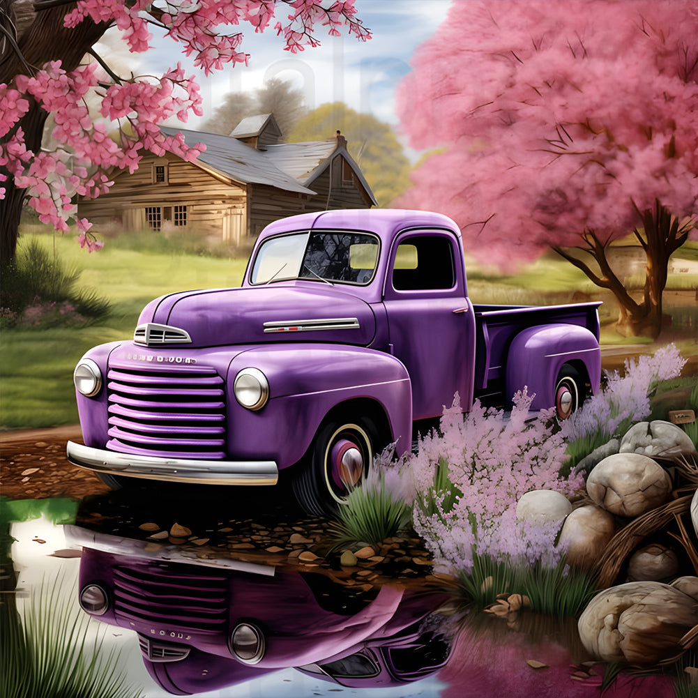 Diamond Painting - Full Round - Village classic car scenery (30*30CM)