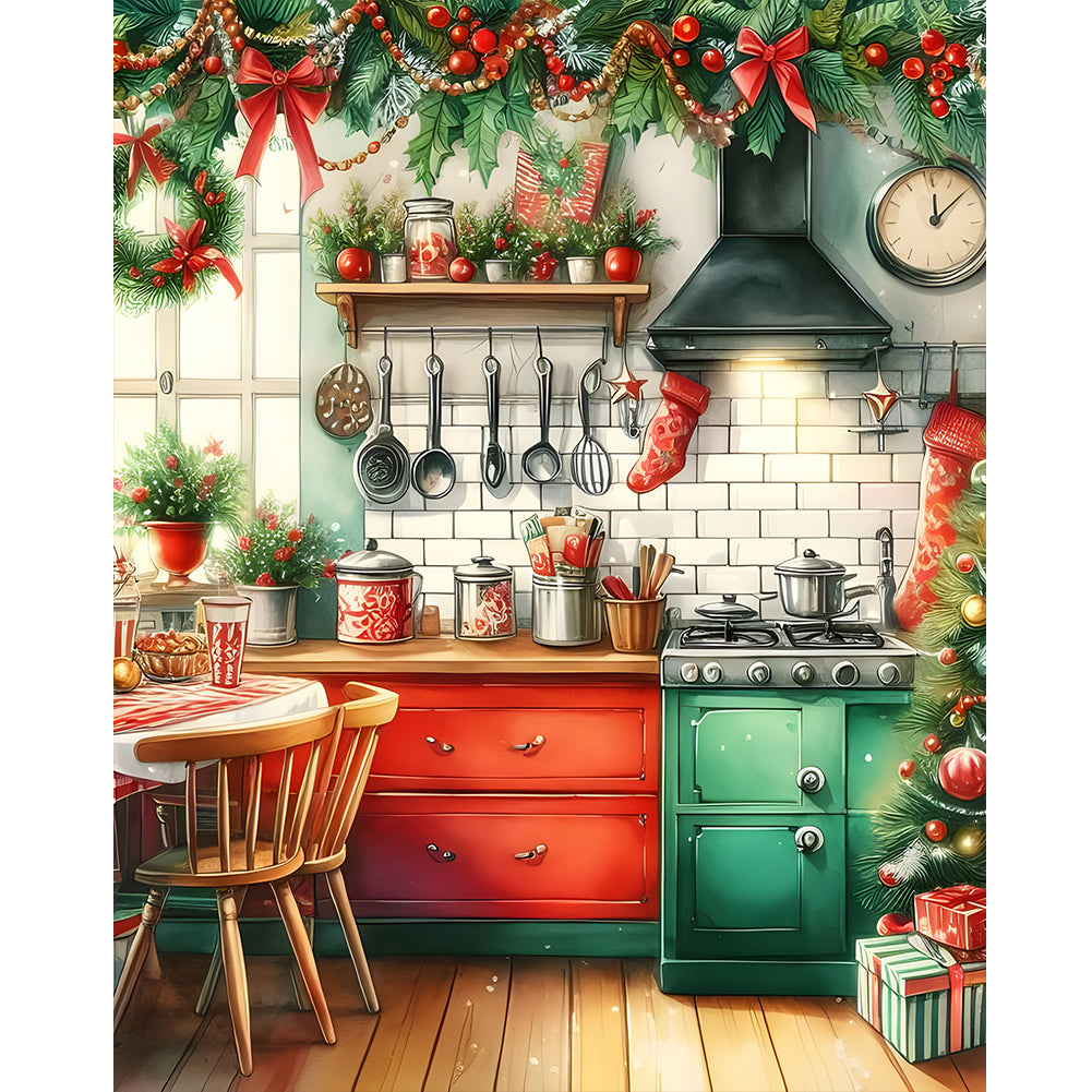 Diamond Painting - Full Round - Christmas Atmosphere Kitchen (40*50CM)