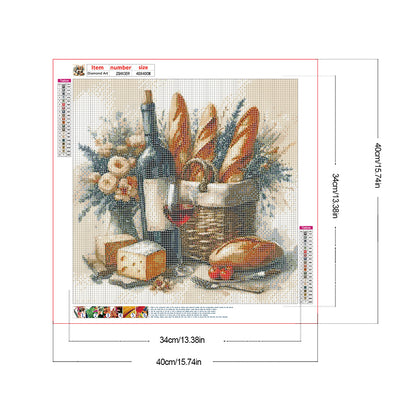Diamond Painting - Full Round - Red wine bread (40*40CM)