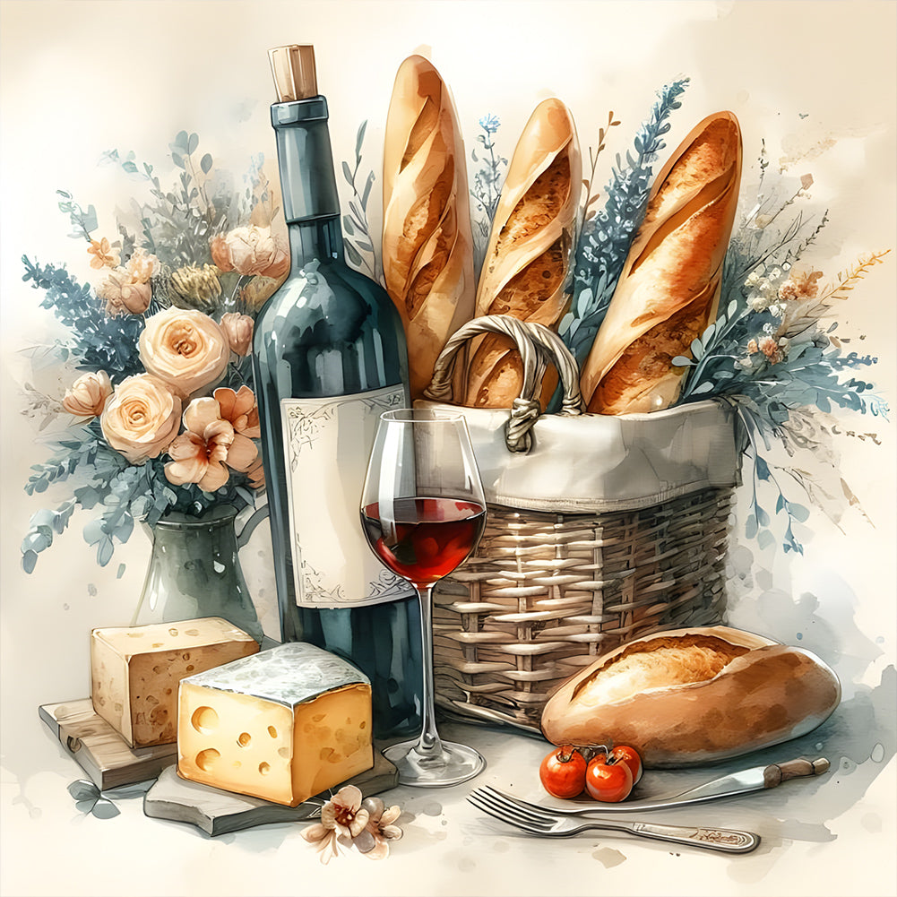 Diamond Painting - Full Round - Red wine bread (40*40CM)
