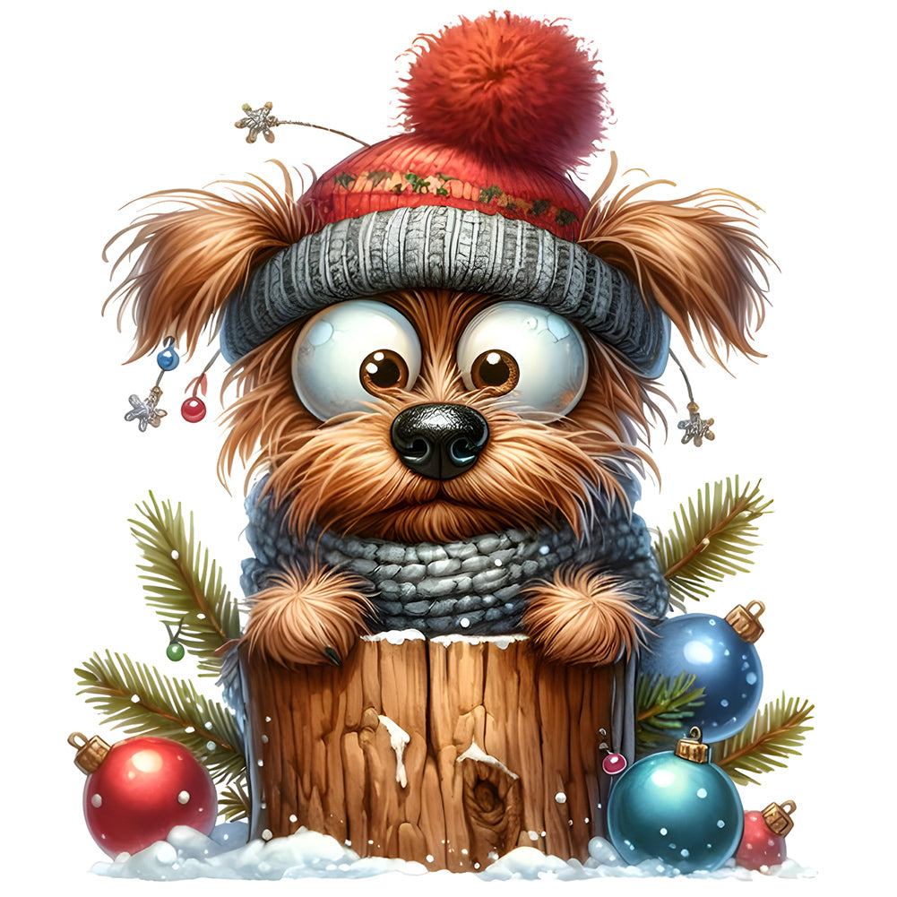 Diamond Painting - Full Round - Christmas puppy (30*30CM)