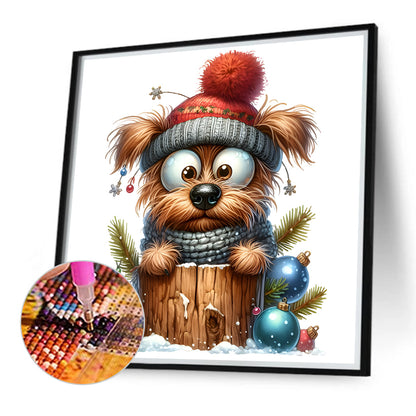 Diamond Painting - Full Round - Christmas puppy (30*30CM)