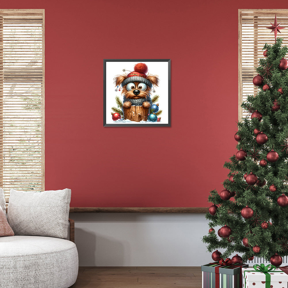 Diamond Painting - Full Round - Christmas puppy (30*30CM)